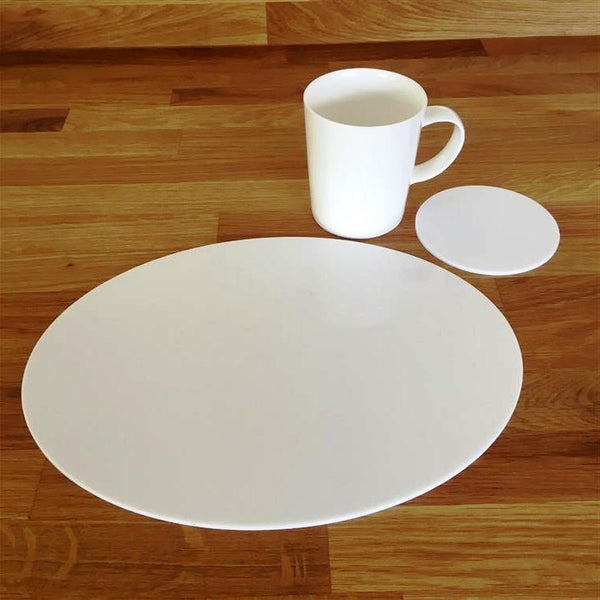 Oval Placemat and Coaster Set - White