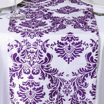 Purple & White Damask Table Runner