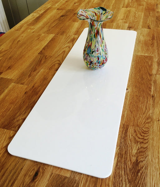 White Rectangular Acrylic Table Runners, Bespoke Sizes Made