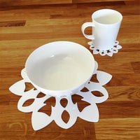 Snowflake Shaped Placemat and Coaster Set - White
