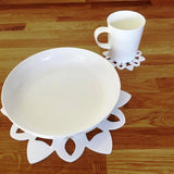 Snowflake Shaped Placemat and Coaster Set - White