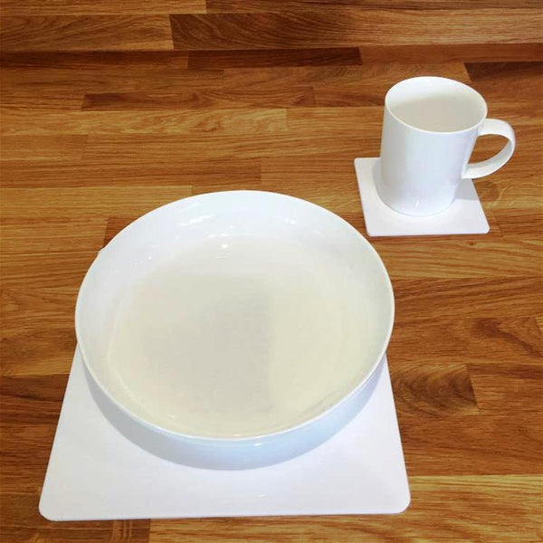 Square Placemat and Coaster Set - White
