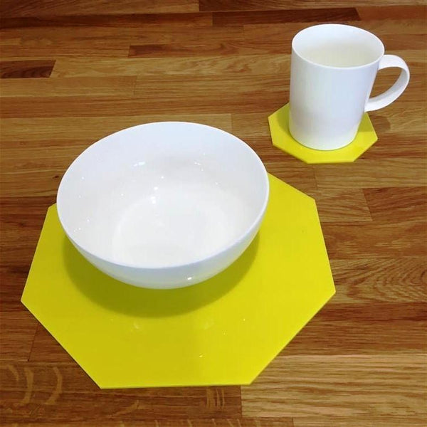 Octagonal Placemat and Coaster Set - Yellow