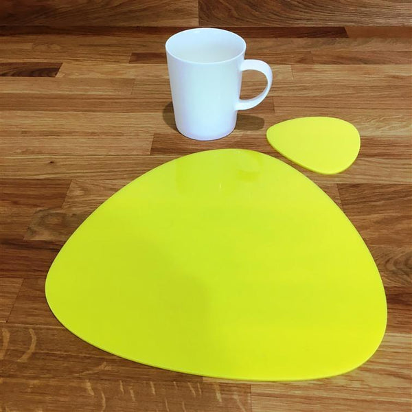 Pebble Shaped Placemat and Coaster Set - Yellow